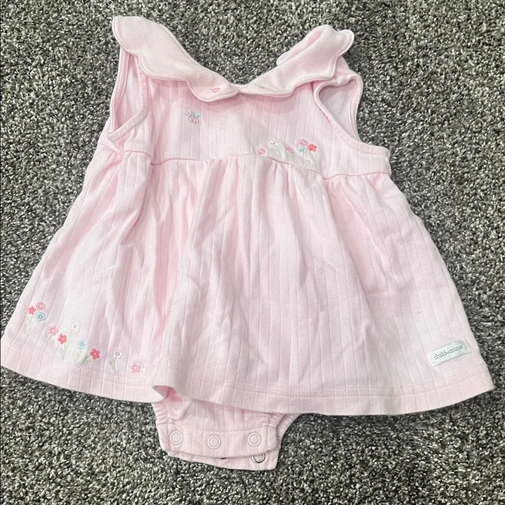 Pink Baby Dress with Floral Embroidery